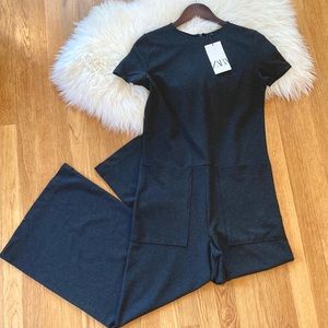 Zara Ponte Knit Wide-Leg Jumpsuit